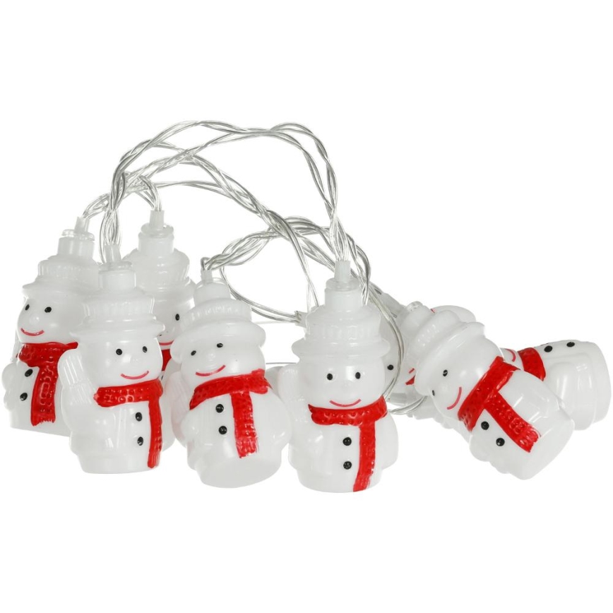 Cordão de luzes LED 20 LEDs / 3x pilhas AA / branco quente / 3,3 m - bonecos de neve