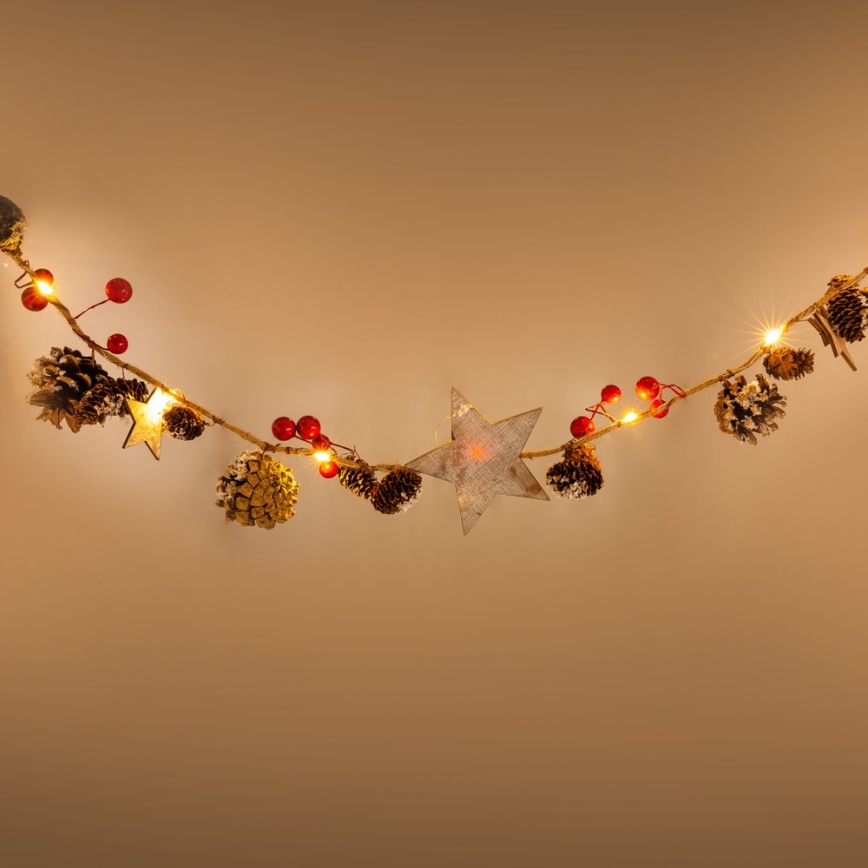 Cordão de luzes de Natal LED 10xLED/3xAA 2,5m branco quente