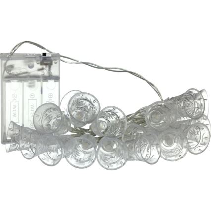 Guirlanda luminosa LED 20xLED/3xAA/branco quente 2,2m com sininhos