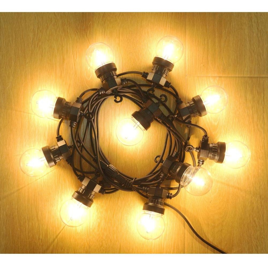 LED guirlanda decorativa para exterior GIRLANDA G45 10xE27/230V 8m IP44 branco quente