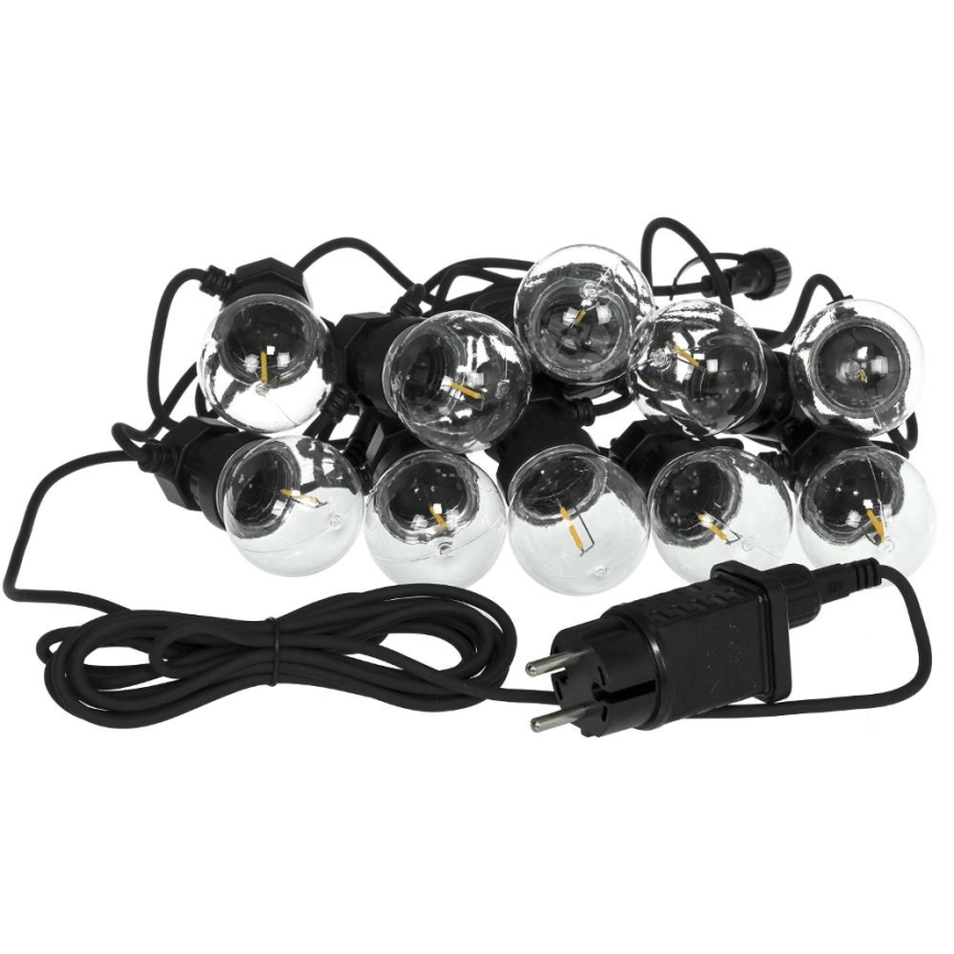 LED guirlanda decorativa para exterior GIRLANDA G45 10xE27/230V 8m IP44 branco quente