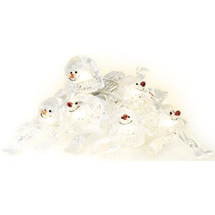Guirlanda de LED 10xLED/2xAA/branco quente 1,65m bonecos de neve