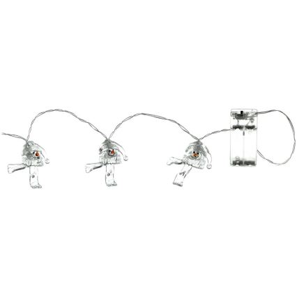 Guirlanda de LED 10xLED/2xAA/branco quente 1,65m bonecos de neve
