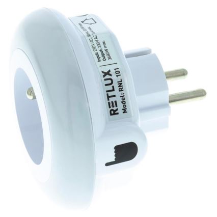 Iluminação de orientação LED com sensor de crepúsculo e tomada LED/0,6W/230V