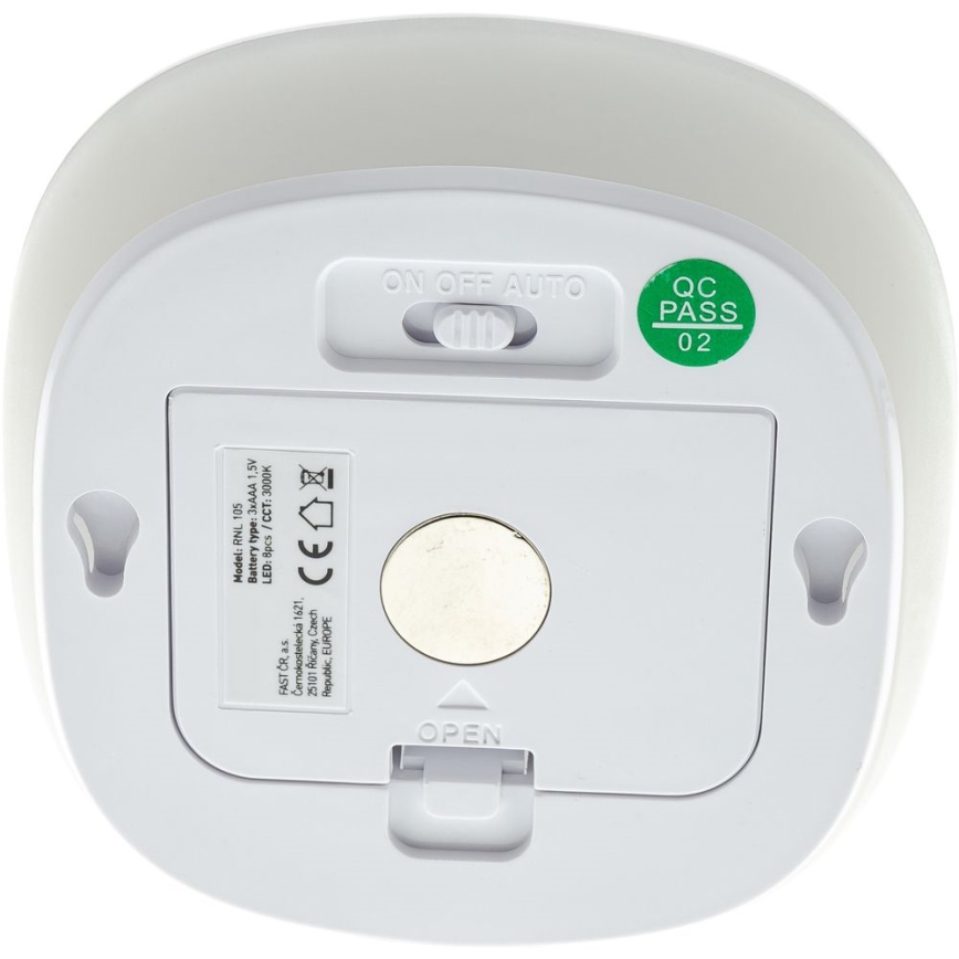 Iluminação noturna LED com sensor LED/0,45W/3xAAA 3000K branco