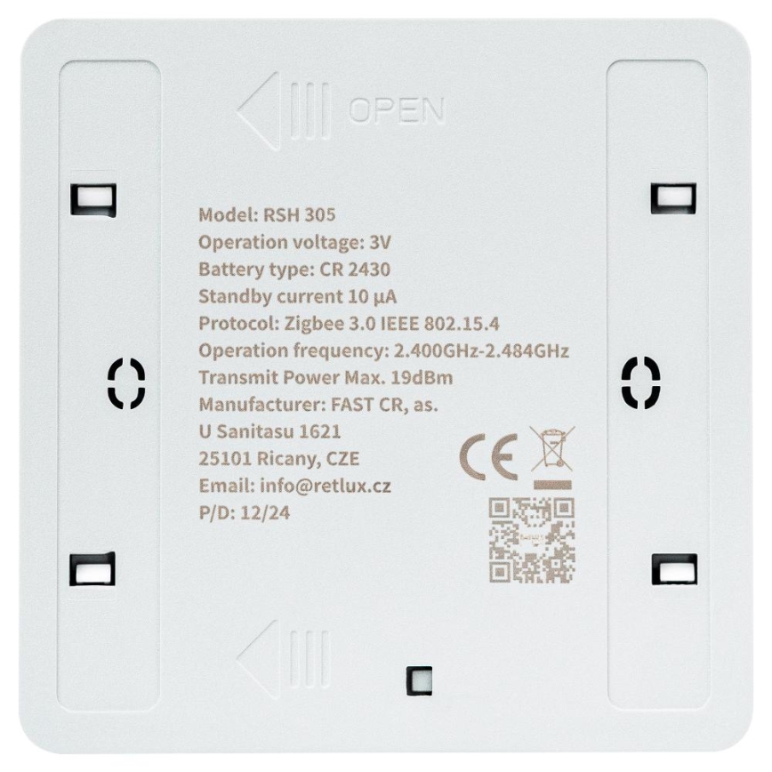 Interruptor inteligente de 4 botões 1xCR2430 branco