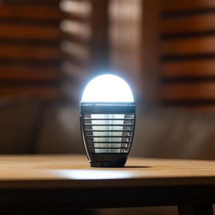 Retlux - Lâmpada LED portátil recarregável com armadilha para insetos LED/5W/1800 mAh IP44 preta