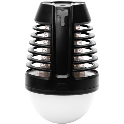 Retlux - Lâmpada LED portátil recarregável com armadilha para insetos LED/5W/1800 mAh IP44 preta