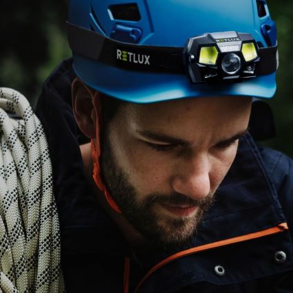 Lanterna frontal recarregável LED com sensor LED/3W/900 mAh IP44 preta