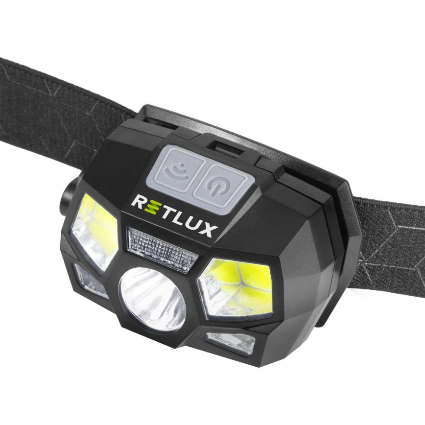 Lanterna frontal recarregável LED com sensor LED/3W/900 mAh IP44 preta