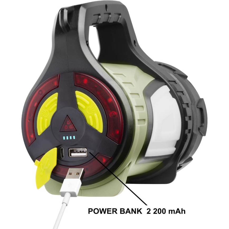 Lanterna LED externa recarregável e regulável com função powerbank — 21W / 4400 mAh — IP44