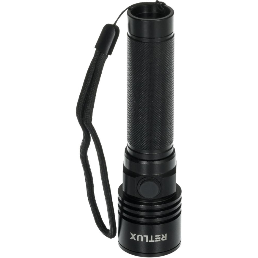 Lanterna de alumínio recarregável LED/3W/2000 mAh IPX4 preta