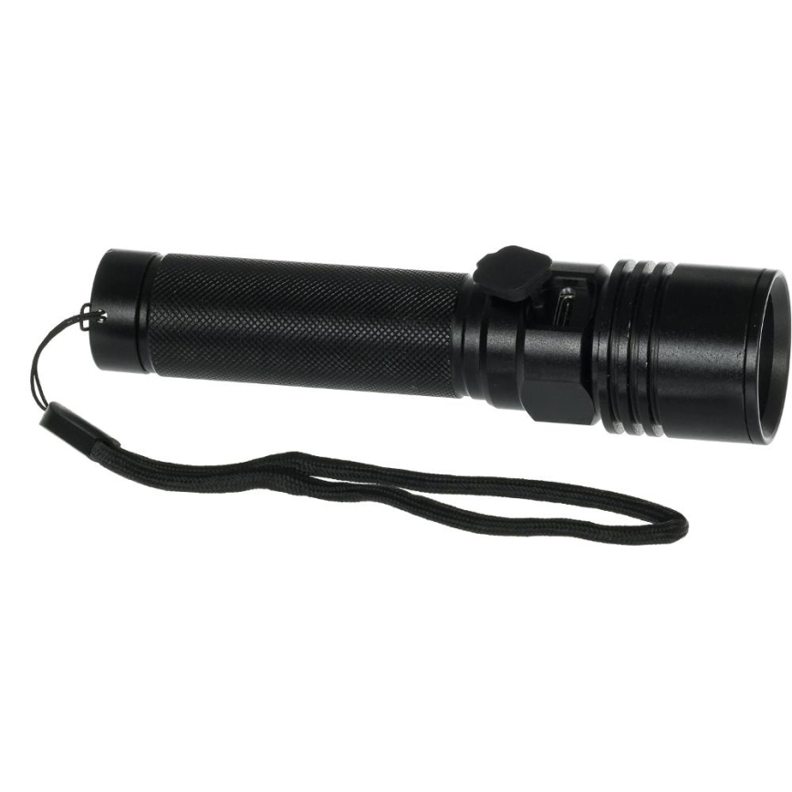 Lanterna de alumínio recarregável LED/3W/2000 mAh IPX4 preta