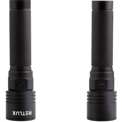 Lanterna de alumínio recarregável LED/3W/2000 mAh IPX4 preta