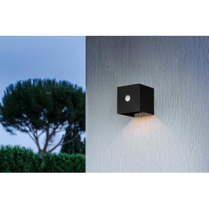Candeeiro de parede solar com sensor LED/1W/3,7V 1200 mAh IP44 preto