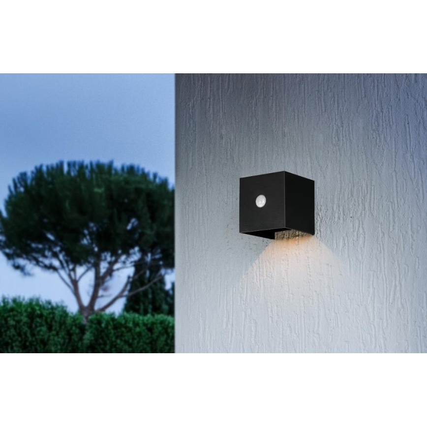 Candeeiro de parede solar com sensor LED/1W/3,7V 1200 mAh IP44 preto