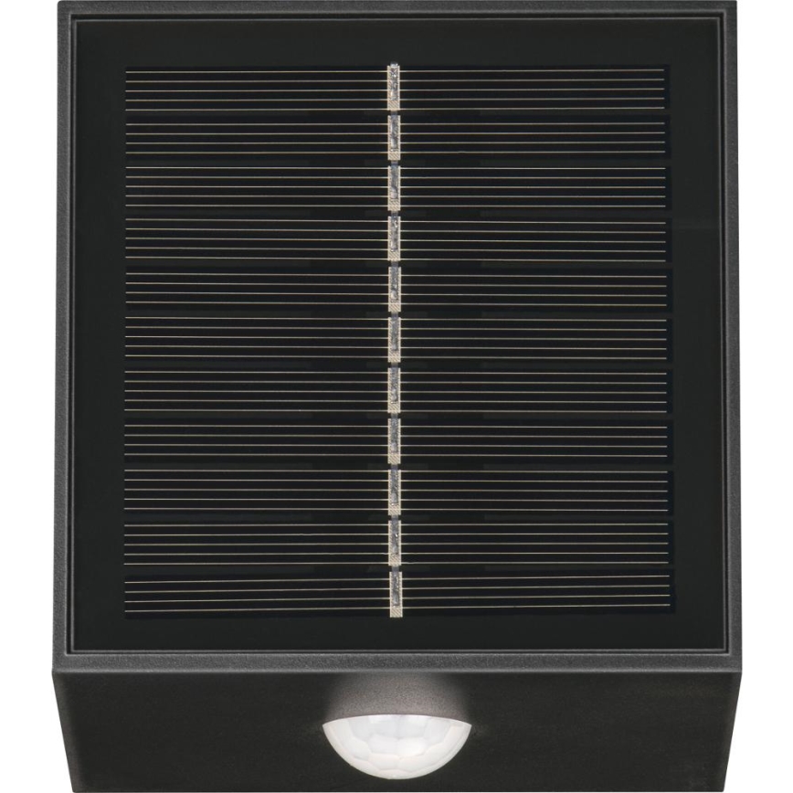 Candeeiro de parede solar com sensor LED/1W/3,7V 1200 mAh IP44 preto