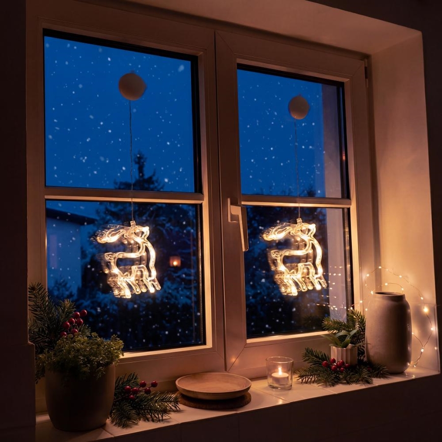 LED Decoração de Natal LED/3xAAA/branco quente rena