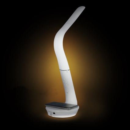 Lâmpada de mesa LED regulável com carregamento sem fio Qi 5W e display LED/6W/230V/1xCR2032 3000/4000/6000K branco