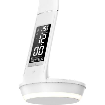 Lâmpada de mesa LED regulável com carregamento sem fio Qi 5W e display LED/6W/230V/1xCR2032 3000/4000/6000K branco