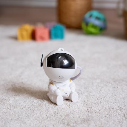 Projetor LED infantil 230V astronauta 12,5 cm + comando remoto
