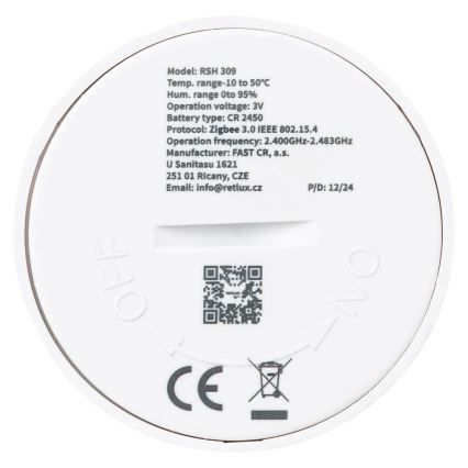 Sensor inteligente de temperatura e humidade 1xCR2450