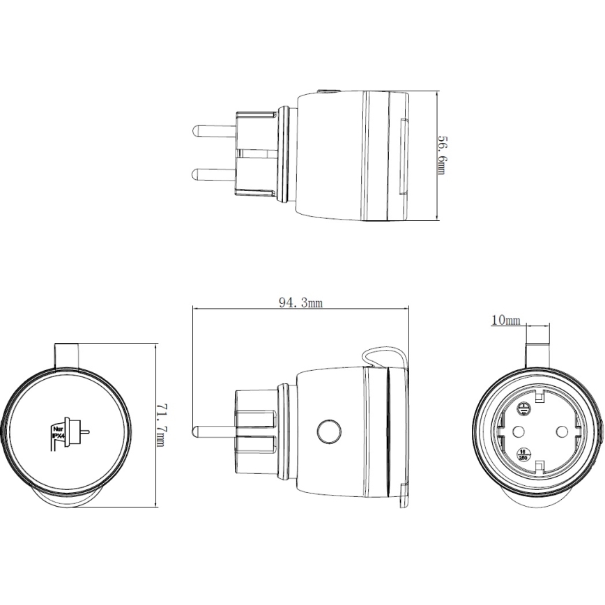 Tomada inteligente para exterior 3680W/230V/Tipo F SCHUKO/16A Wi-Fi IP44