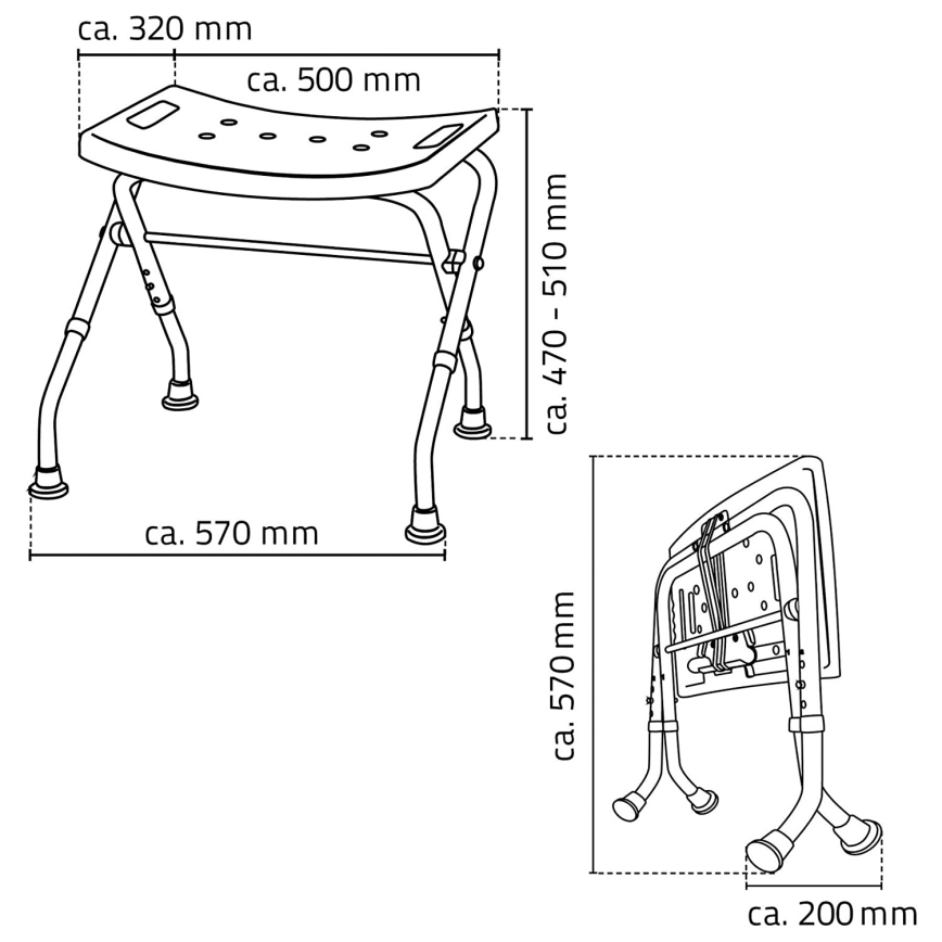 Ridder - Banqueta dobrável 50 x 51 cm branca
