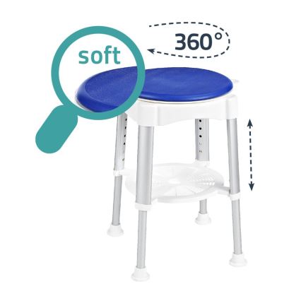 Ridder - Banqueta giratória 58x35,5 cm azul/branco