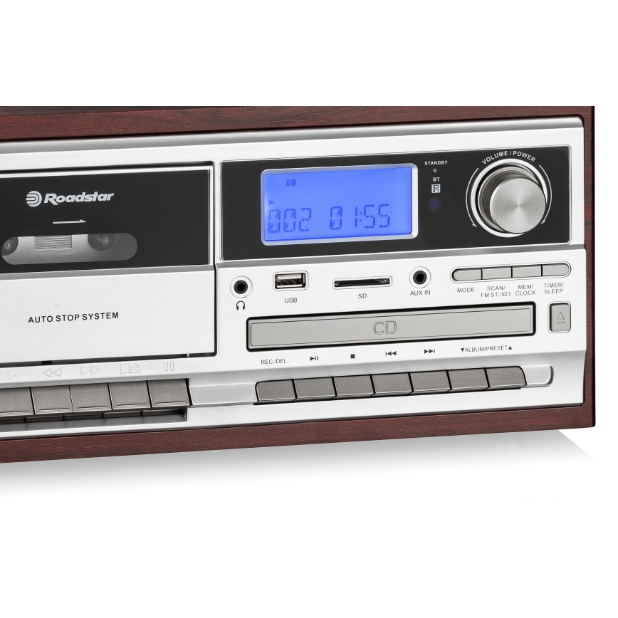 Roadstar HIF-8892 EBT - Sistema Hi‑Fi completo com gira-discos, leitor de CD e de cassete, 64W/230V + controlo remoto