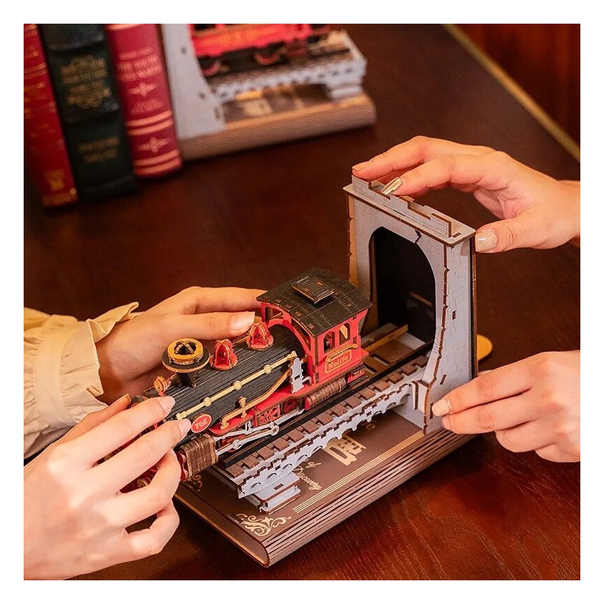 RoboTime - Puzzle 3D Travão para livros Comboio a vapor histórico