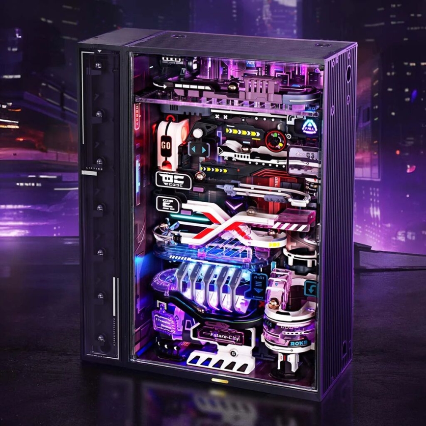 RoboTime - Puzzle mecânico 3D sobre carris de berlindes - Cidade do passado