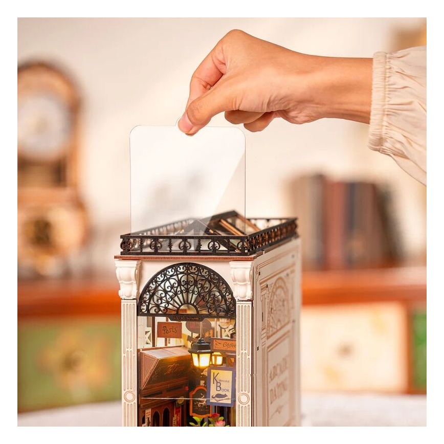 RoboTime - Quebra-cabeça 3D LED Suporte para livros Encontro na galeria com livros 2xAAA