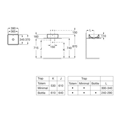 Roca A3270ML000 - Lavatório de bancada GAP 39x37 cm cerâmica/branco