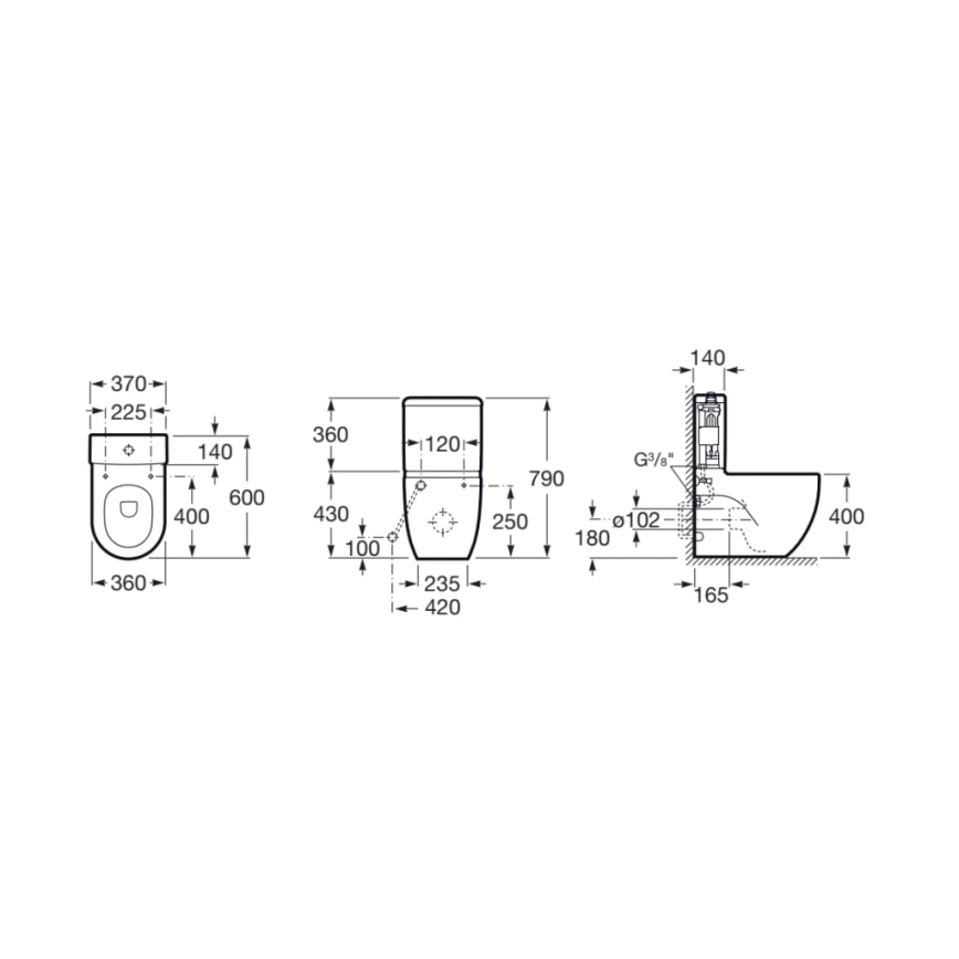 Roca A341242000 - Cisterna de descarga MERIDIAN com ligação inferior, cerâmica/branco