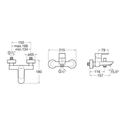 Roca A5A026EC00 - Misturadora de banheira CALA cromo brilhante