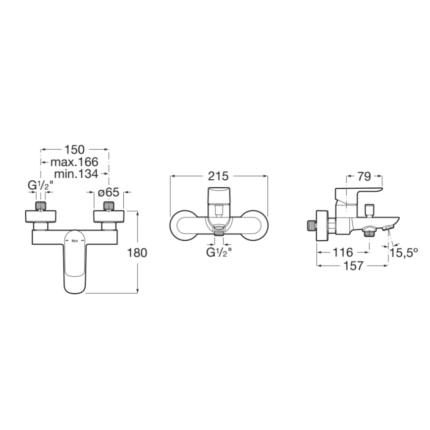 Roca A5A026EC00 - Misturadora de banheira CALA cromo brilhante