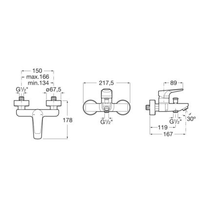 Roca A5A0290C00 - Misturador de banheira ATLAS cromo brilhante