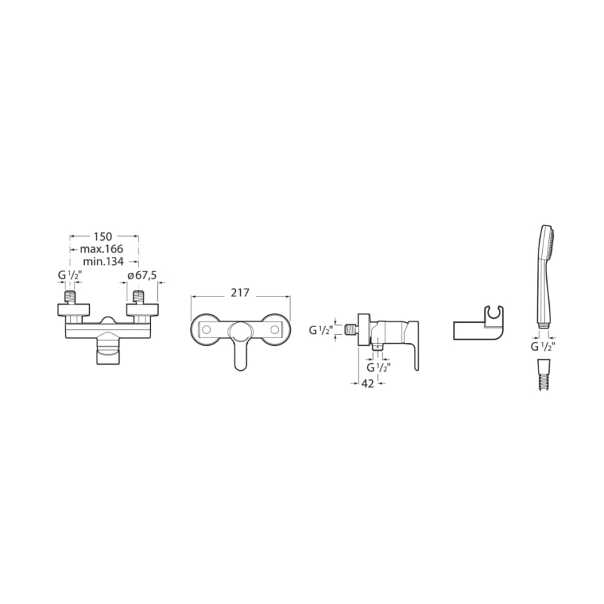 Roca A5A2009C02 - Conjunto de duche com bateria L20 cromo brilhante