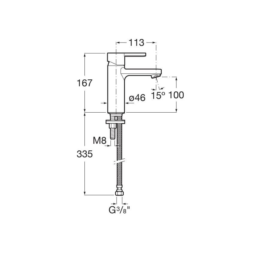 Roca A5A3296C00 - Misturadora para lavatório + válvula de escoamento NAIA 16,7 cm cromo brilhante
