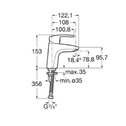 Roca A5A3298C00 - Torneira para lavatório MONODIN 15,3 cm, acabamento cromado brilhante