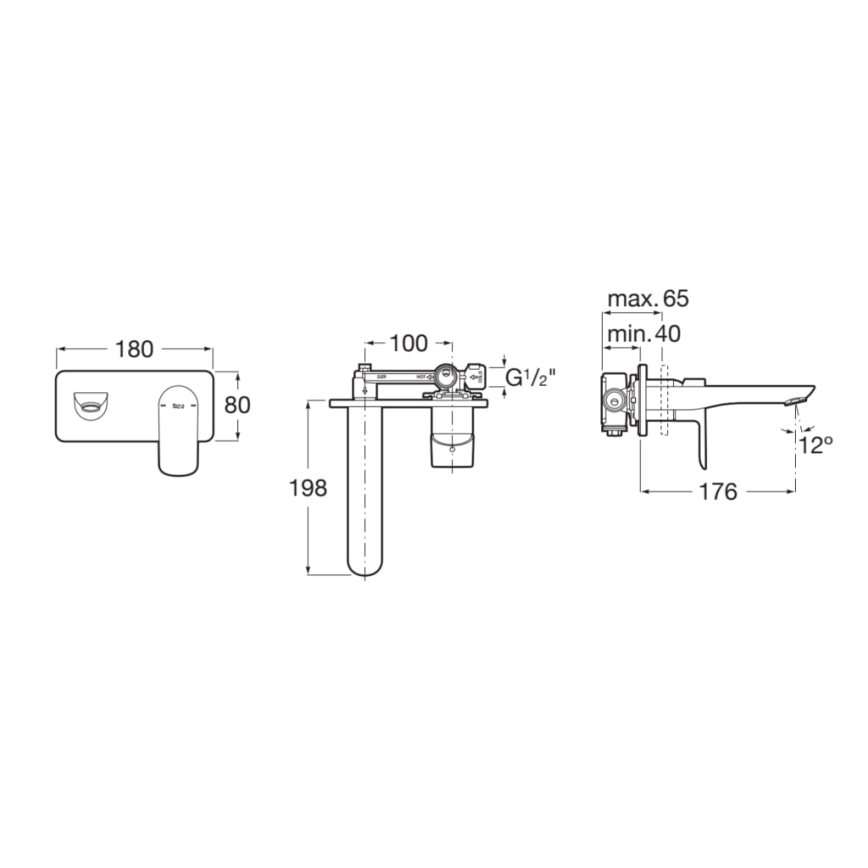 Roca A5A356EC00 - Misturador de banheira para instalação encastrada CALA cromo brilhante