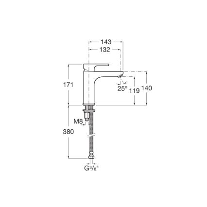 Roca A5A3B09C00 - Misturador para lavatório L20 17,1 cm cromo brilhante