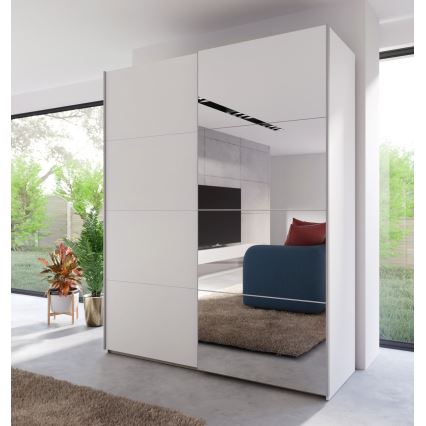 Roupeiro com espelho KARO 170x210 cm branco