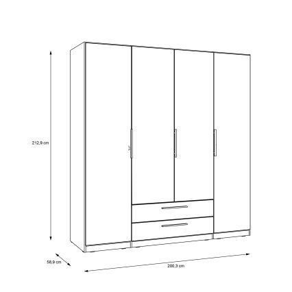 Roupeiro com espelho MARO 200x213 cm carvalho artisan