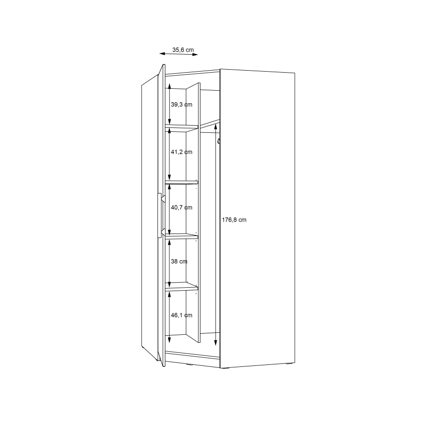 Roupeiro de canto MARO 94x213 cm carvalho artisan