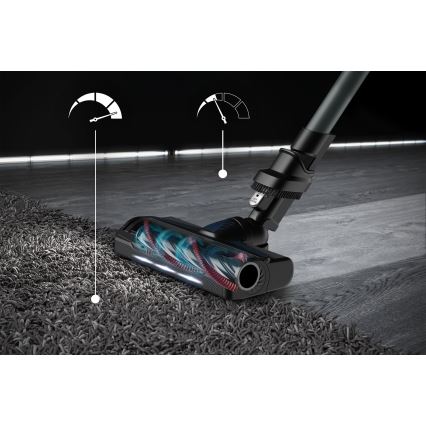 Rowenta - Aspirador vertical com mopa X-FORCE FLEX ANIMAL AQUA AUTO 4em1 250W/25,2V 2500 mAh preto/azul