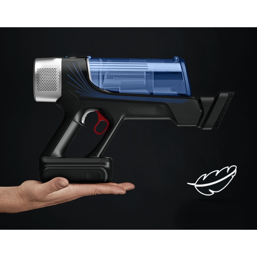 Rowenta - Aspirador vertical com mopa X-FORCE FLEX ANIMAL AQUA AUTO 4em1 250W/25,2V 2500 mAh preto/azul