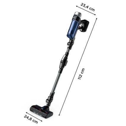 Rowenta - Aspirador vertical com mopa X-FORCE FLEX ANIMAL AQUA AUTO 4em1 250W/25,2V 2500 mAh preto/azul