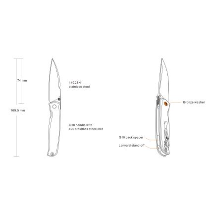 Ruike RUP661B - Faca compacta dobrável 16,9 cm preto